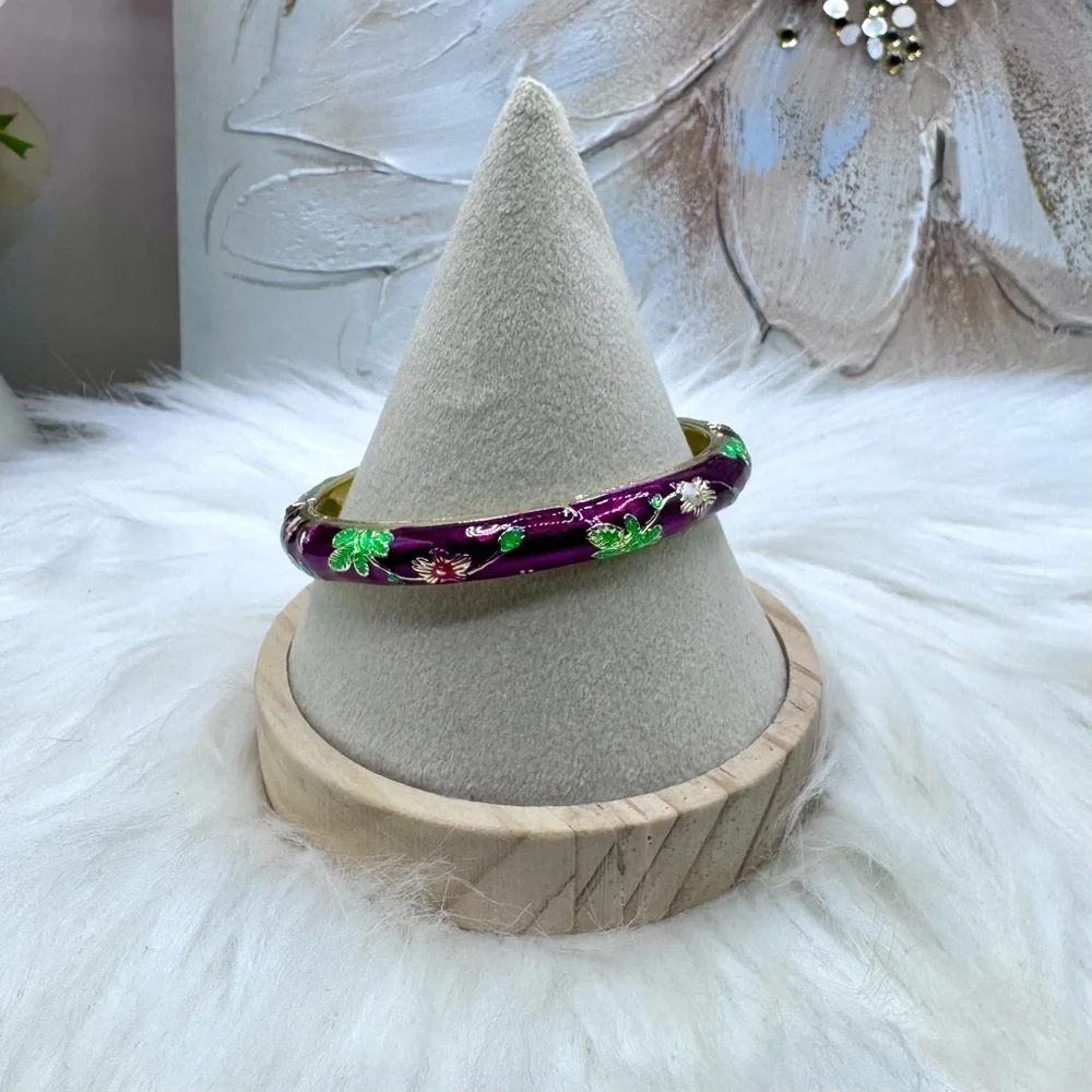 Violet Flower Enamel Cloisonne Bracelet Bangle